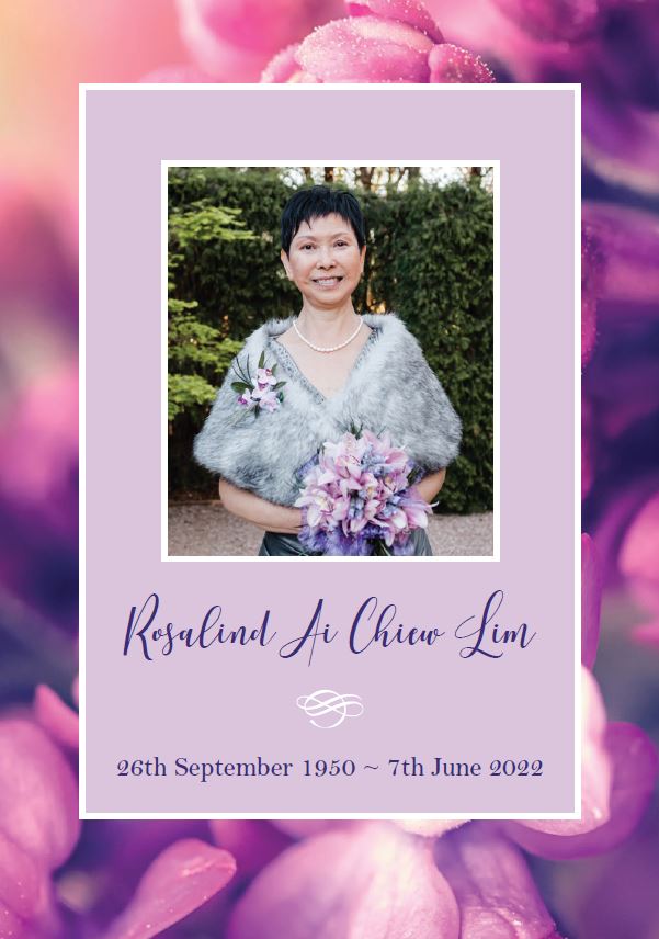 In loving memory of Rosalind Lim – 71 years photo